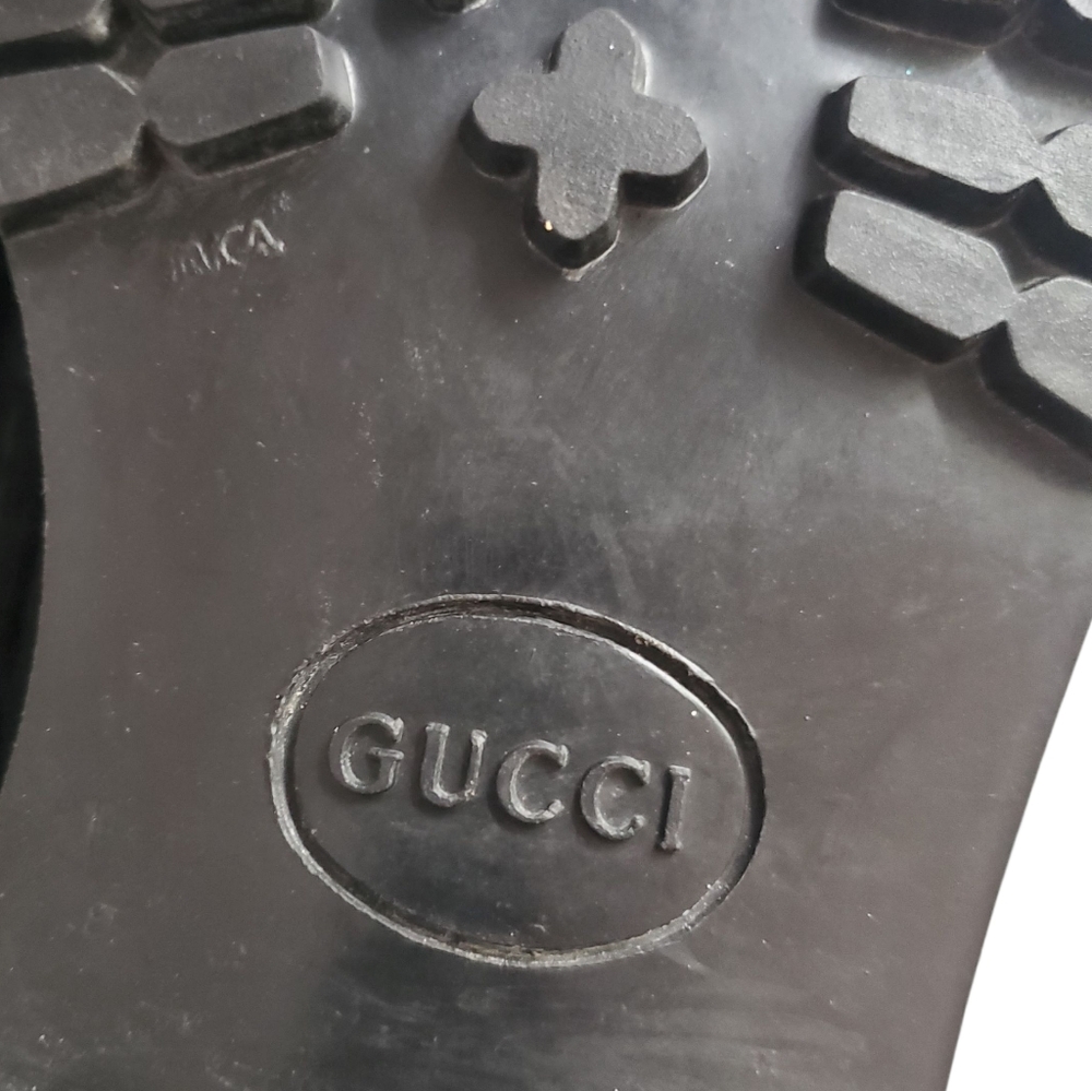 GUCCI 016343 Sylke Black Suede Horsebit Chunky Lug Sole Slip-On Loafers Men's 8½ - Picture 14 of 14